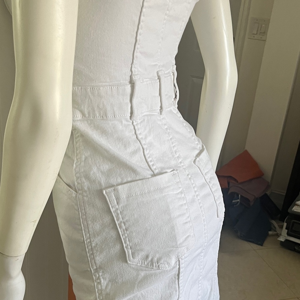 Zara DENIM Strapless White Button-Front Dress with pockets XS - Picture 6 of 6